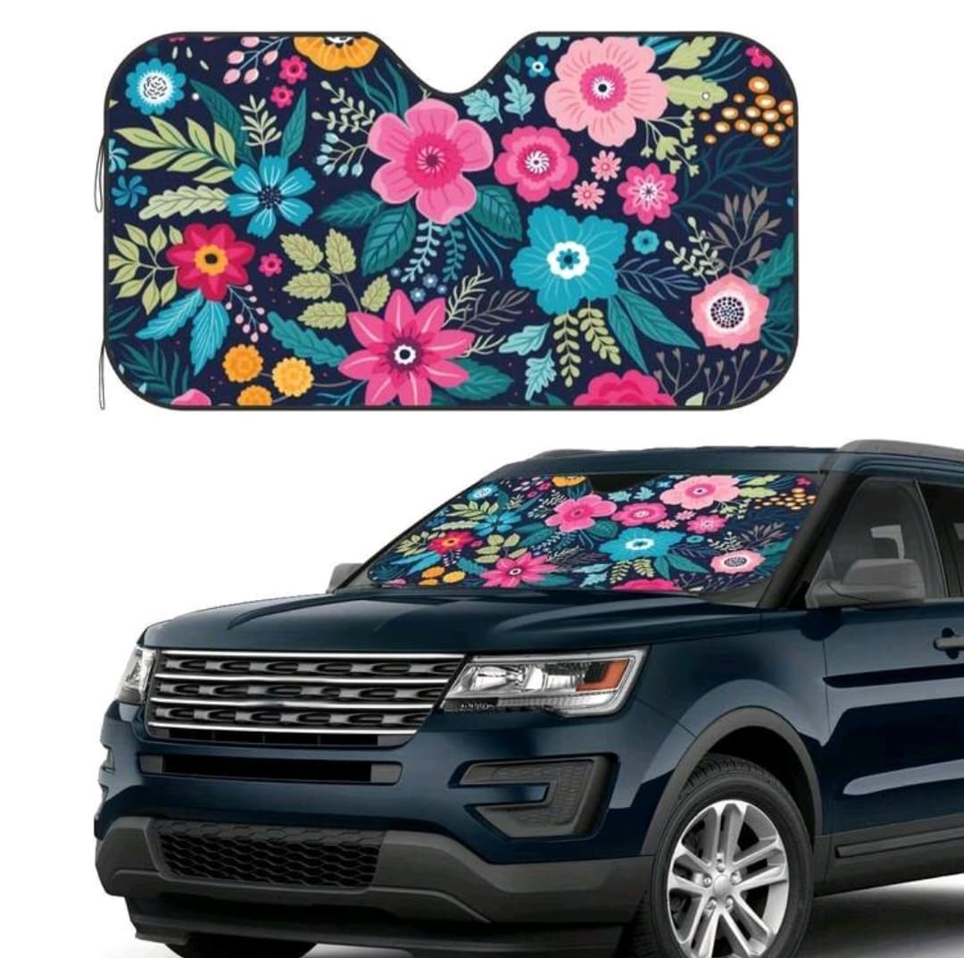 Tapasol para vehículos de estampado floral/mariposa.
